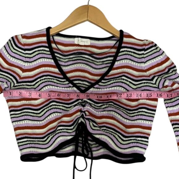 Pac Sun LA Hearts Striped Long Sleeved Cropped Sweater Size Medium - Picture 3 of 8